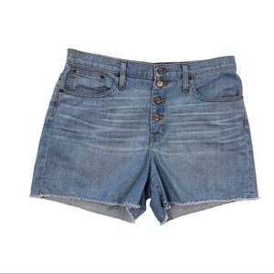 J. Crew high-waist button-fly frayed 3.5" jeans shorts stretch denim sz 31
